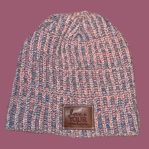 Love Your Melon Knit Logo Winter Slouch Beanie Pinks/Blues - Picture 4 of 4